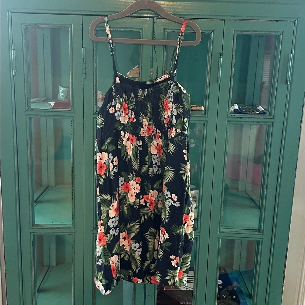 Old Navy Navy and Green Floral Dress